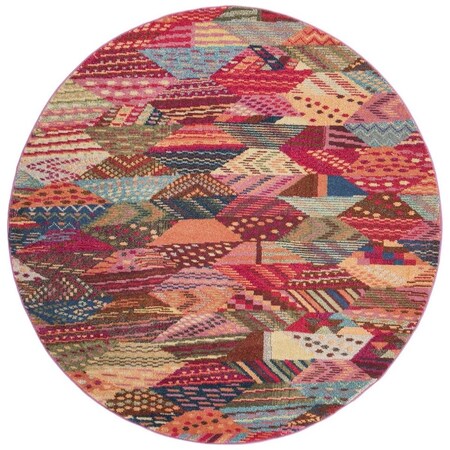 Safavieh 6 ft. 7 in. x 6 ft. 7 in. Monaco Power Loomed Round Rug Multi Color MNC245D-7R